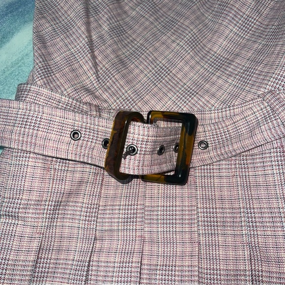 Free People Sevi Plaid Mini Dress Puff Sleeve Grey and Pink Combo Size L NWOT - Picture 6 of 10